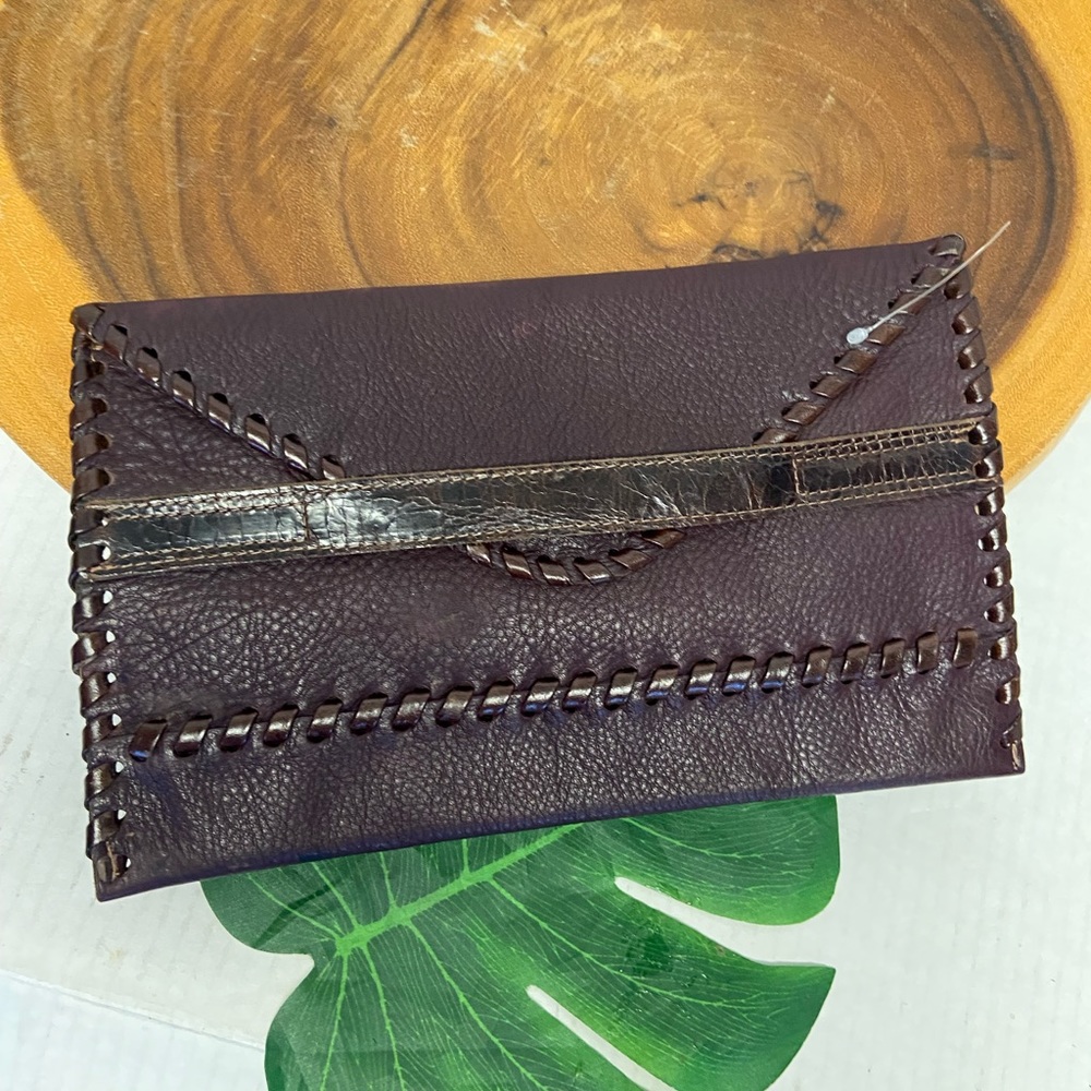 LAGGO Polka RARE Retired PLUM Leather Clutch
